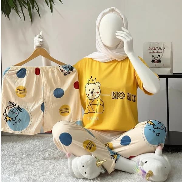 3 Piece Her King Nightwear