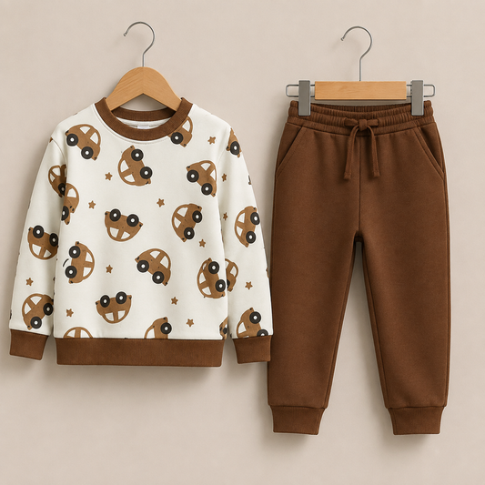 Brown Car Kids Winter Suit