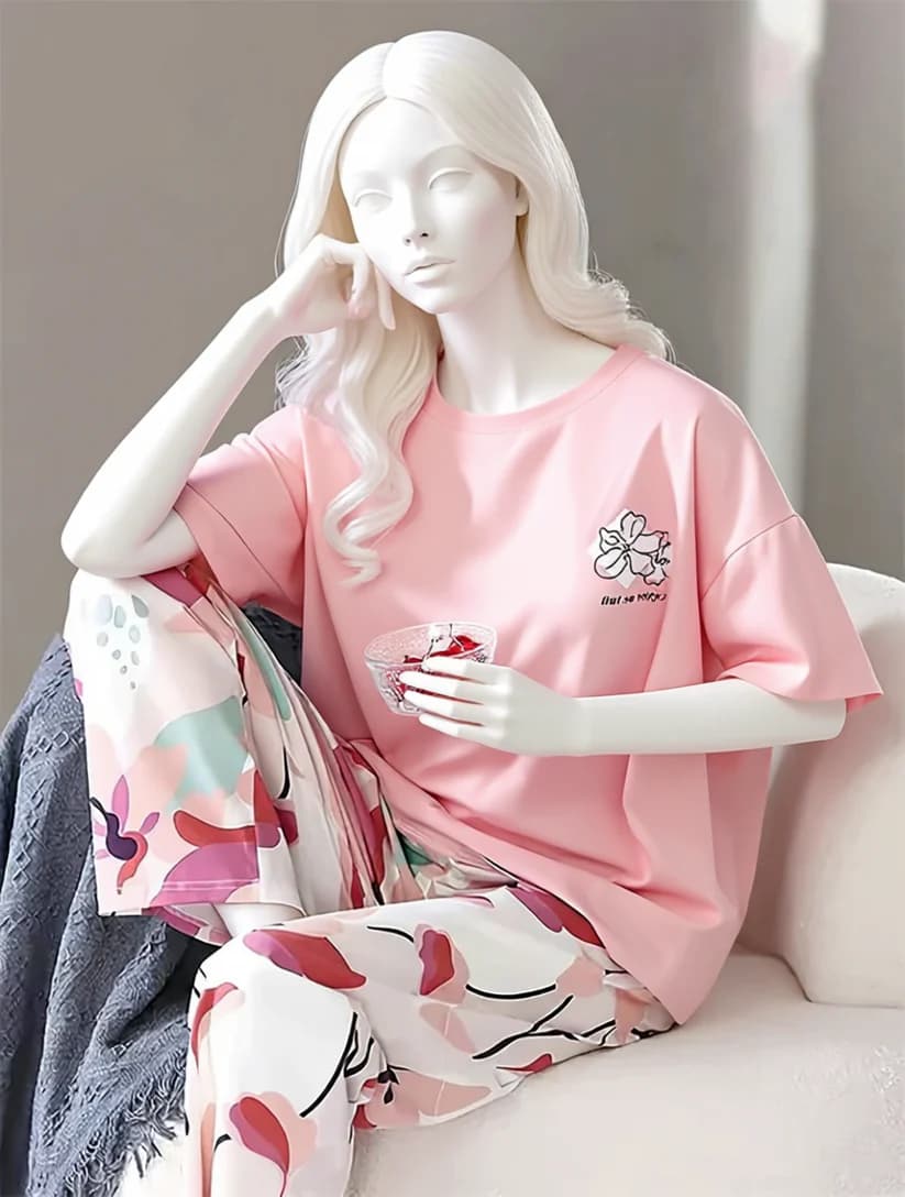 Long Leaf Printed Night Suit