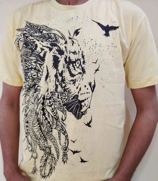 Tiger Shape Printed Men's T-Shirt