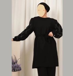 Winter Black Diamond Printed Long Sleeves 2 PCs Co-Ord Set