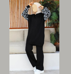 Winter Black Graffe Printed Long Sleeves 2 PC Co-Ord Set For Women