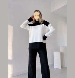 Winter Black Panel 2 PC Co-Ord Set For Women