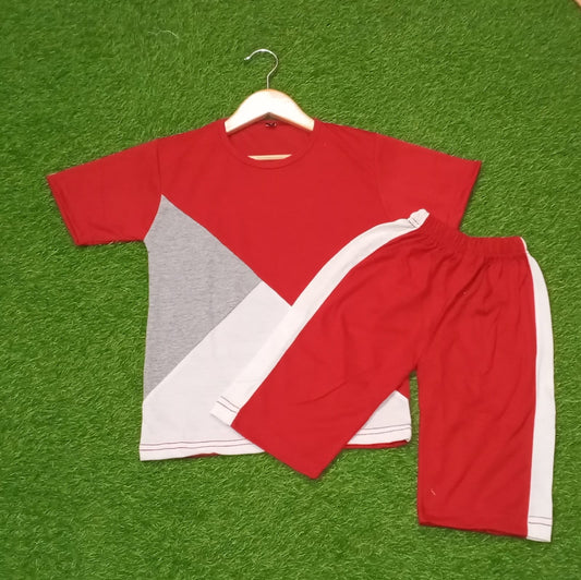 Red Panel Kids Short Set (Each)