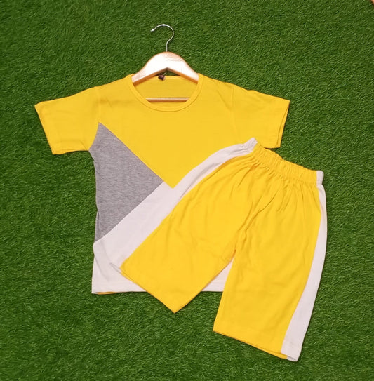 Yellow Panel Kids Short Set (Each)
