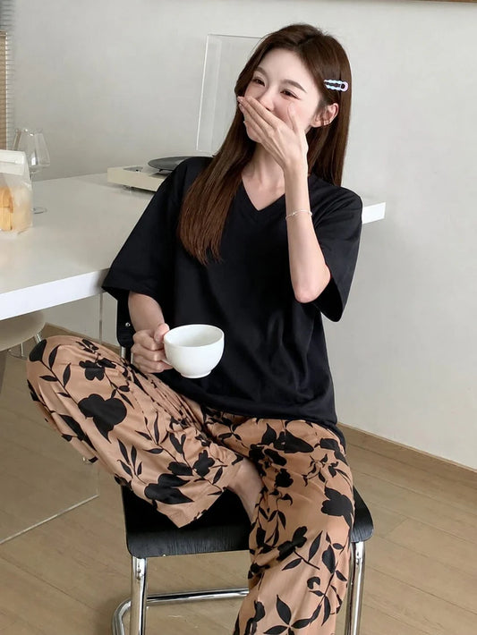 Black Floral Dream PJ Set