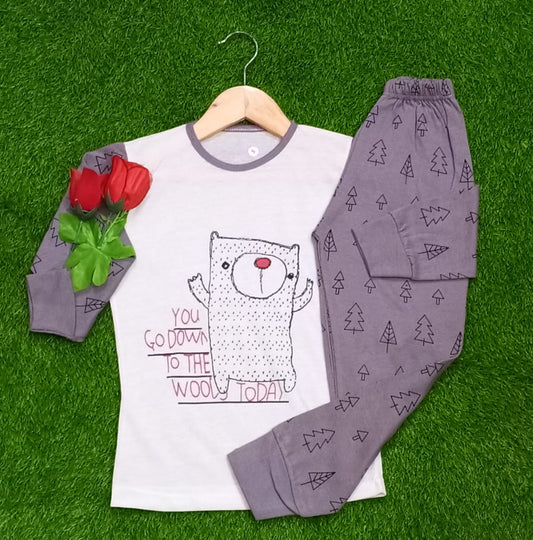 Purple and White Cat Kids Wear
