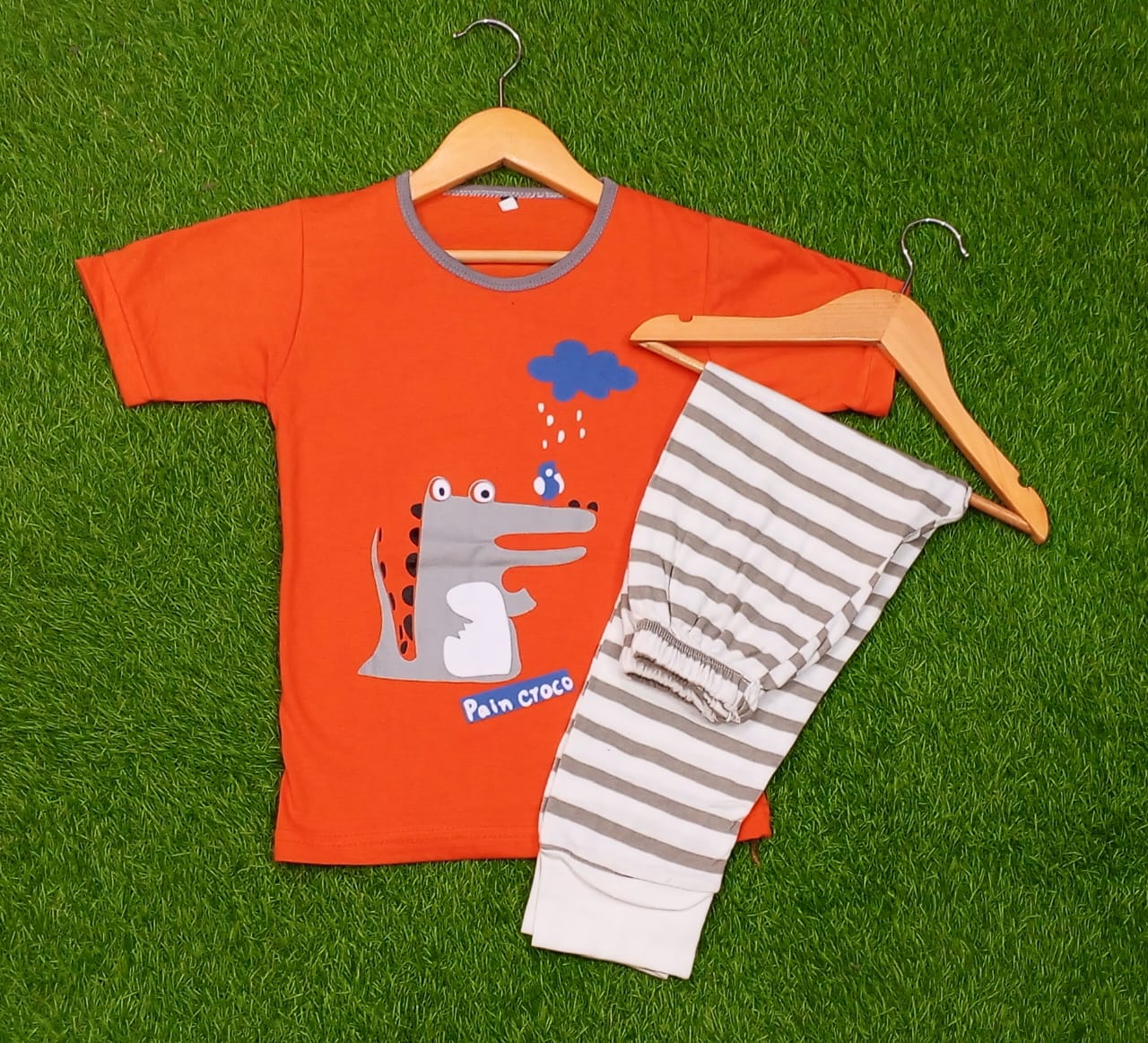 Grey Dinosaur Half Sleeve Kids Suit (Each)