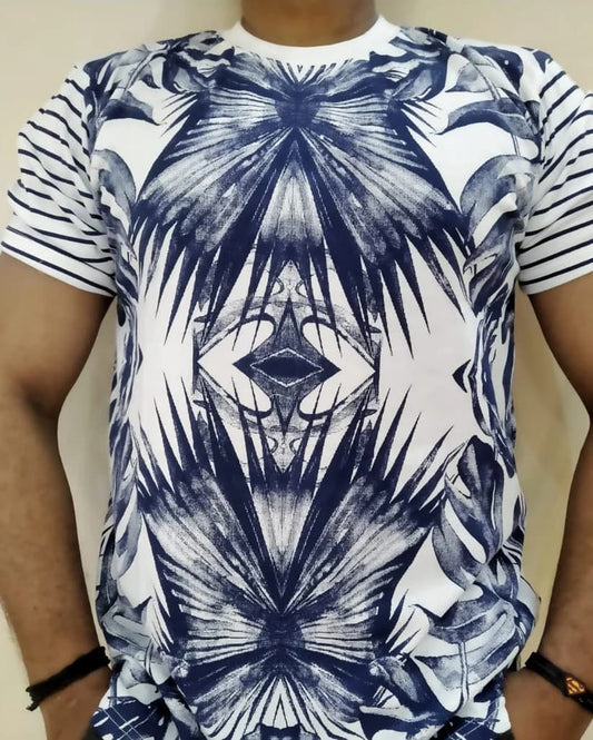White & Blue Men's T-Shirt