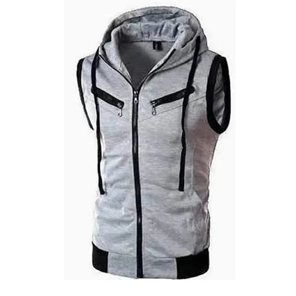 Charcoal Sleeveless Hooded Zipper