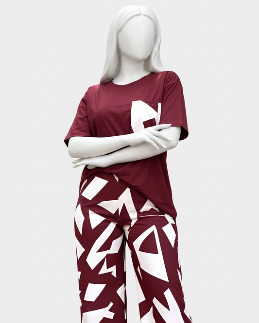 Dries Van Noten, White & Maroon Nightwear Set