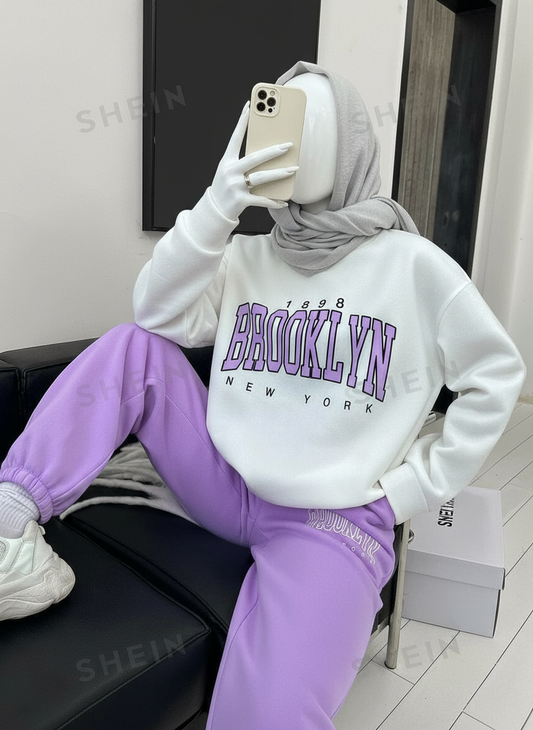 Winter Purple Brooklyn Printed Co-Ord Set For Women