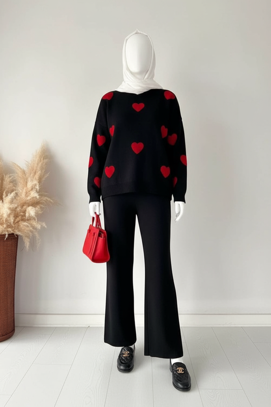 Winter Heart Printed 2 PC Co-Ord Set