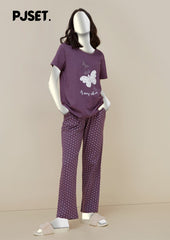 Purple Butterfly Printed Night Suit