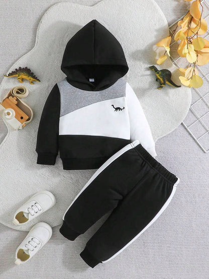 Black Panel Dinosaur Printed Kids Winter Suit (Each)