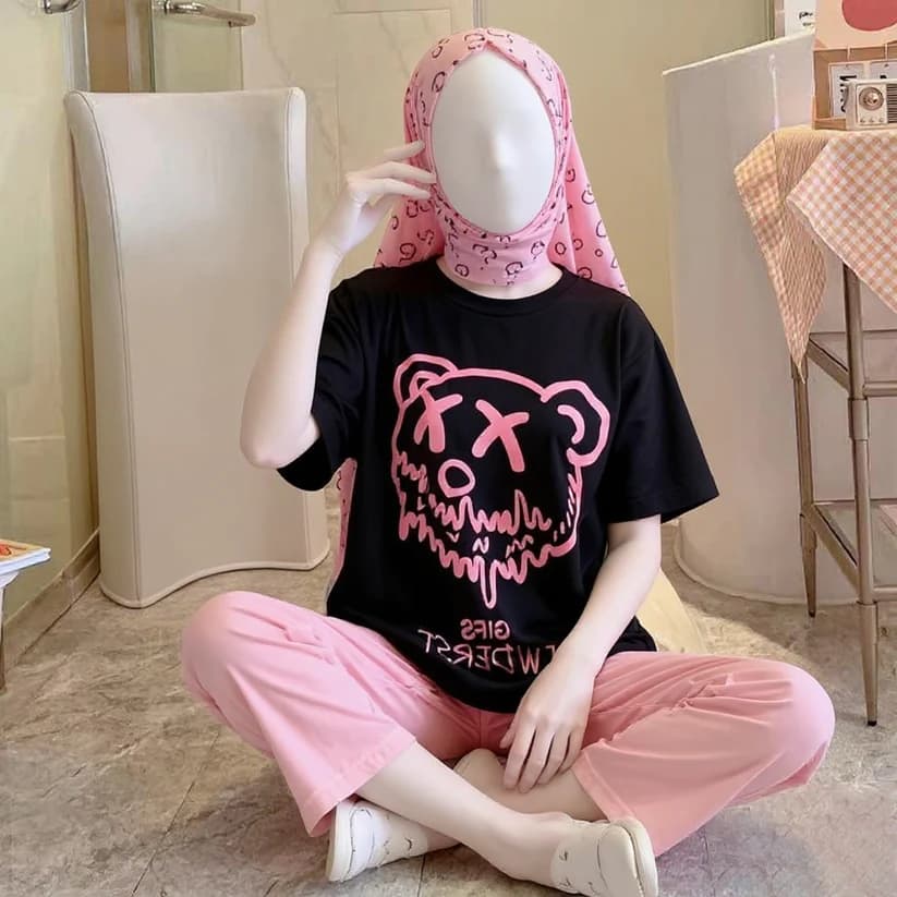 3 Piece Black Teddy Nightwear