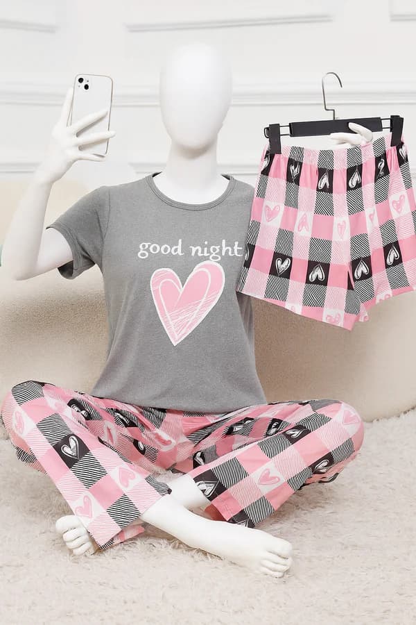 3 Piece Grey Night Nightwear