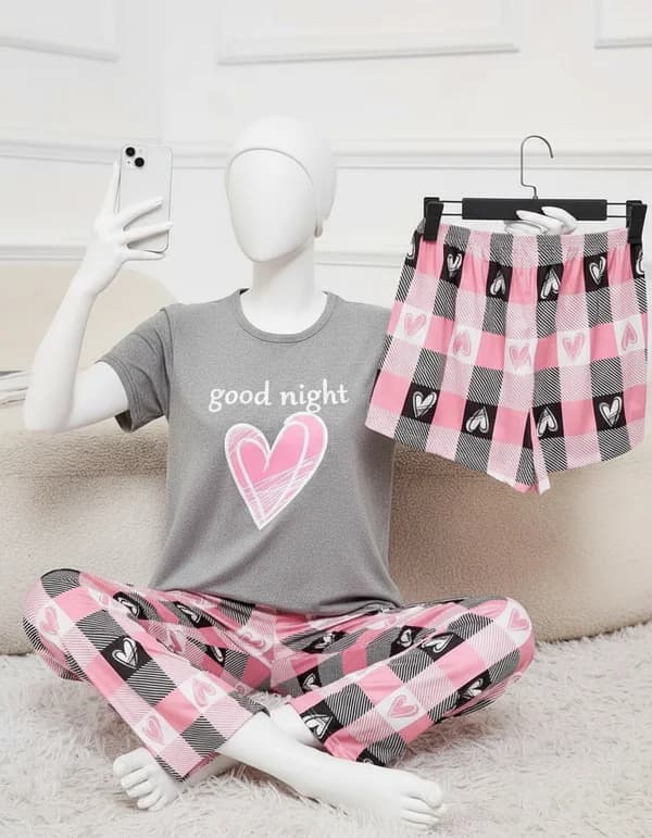 3 Piece Grey Night Nightwear