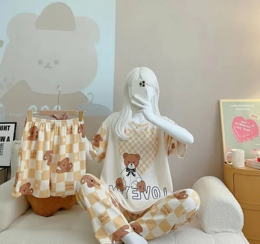 3 Piece Love Bear Nightwear