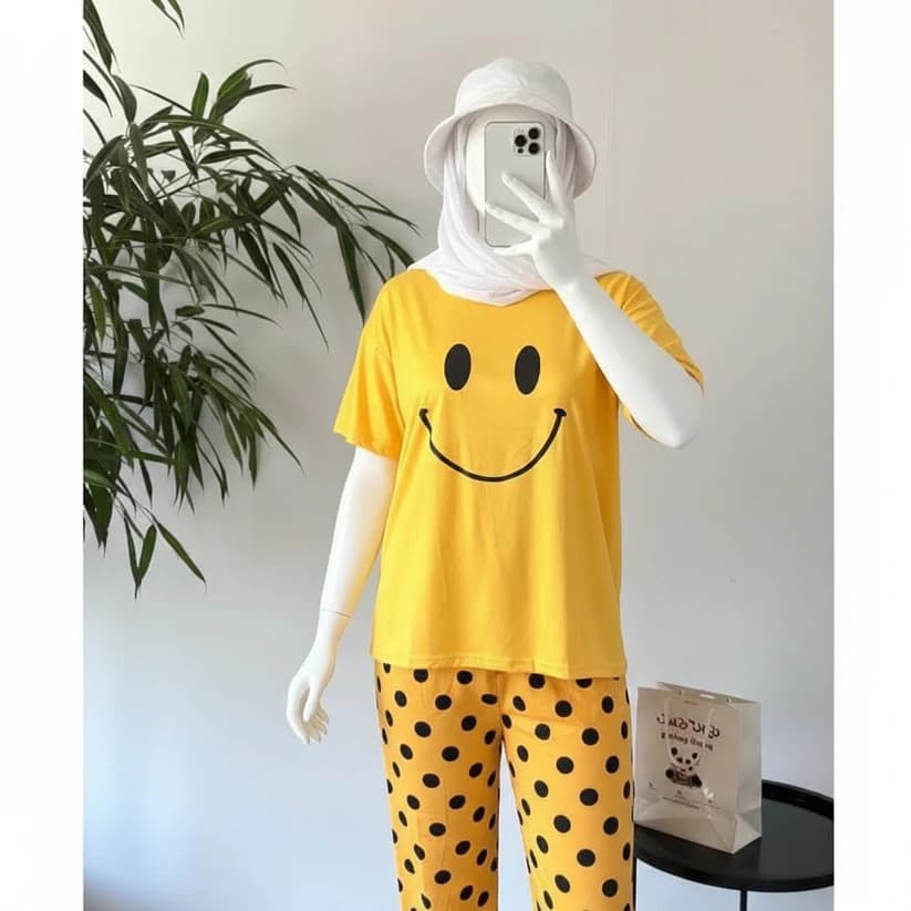 3 Piece Yellow Smiley Nightwear