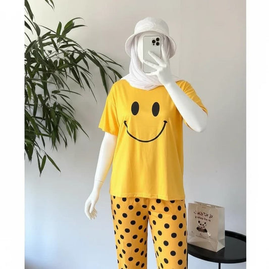 3 Piece Yellow Smiley Nightwear