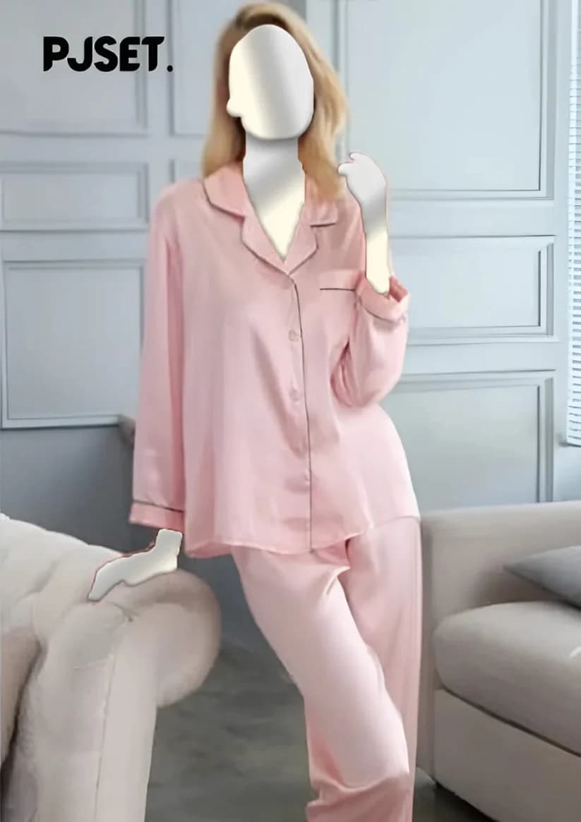 Baby Pink Silk Night Suit