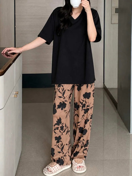 Black Floral Dream PJ Set