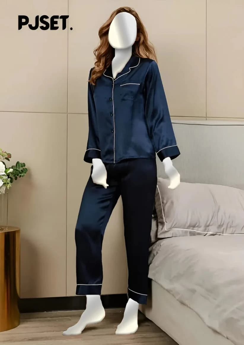 Blue Silk Night Suit