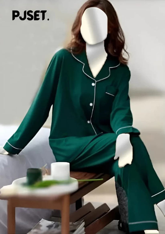 Bottle Green  Silk Night Suit