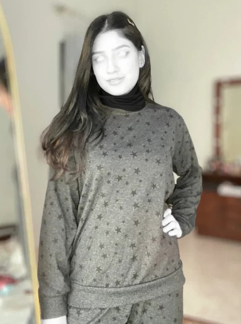 Charcoal Star Printed Night Suit