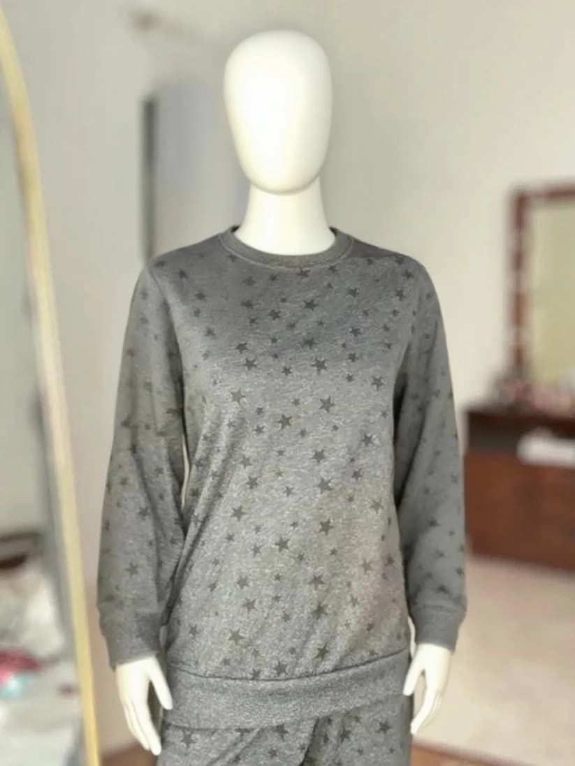 Charcoal Star Printed Night Suit