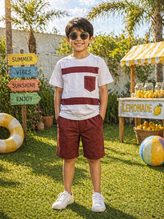 Brown Pocket Printed Short Set