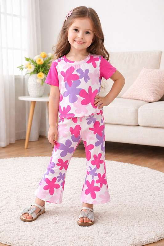 Baby Pink Flower Printed Kids Wear