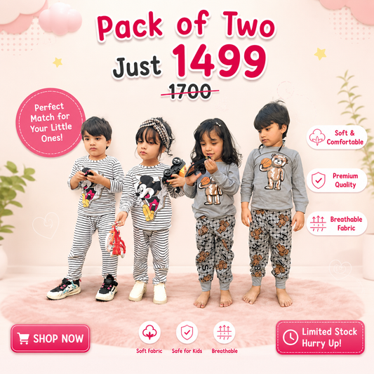 Grey Bear and Line Mickey Pack Of Two