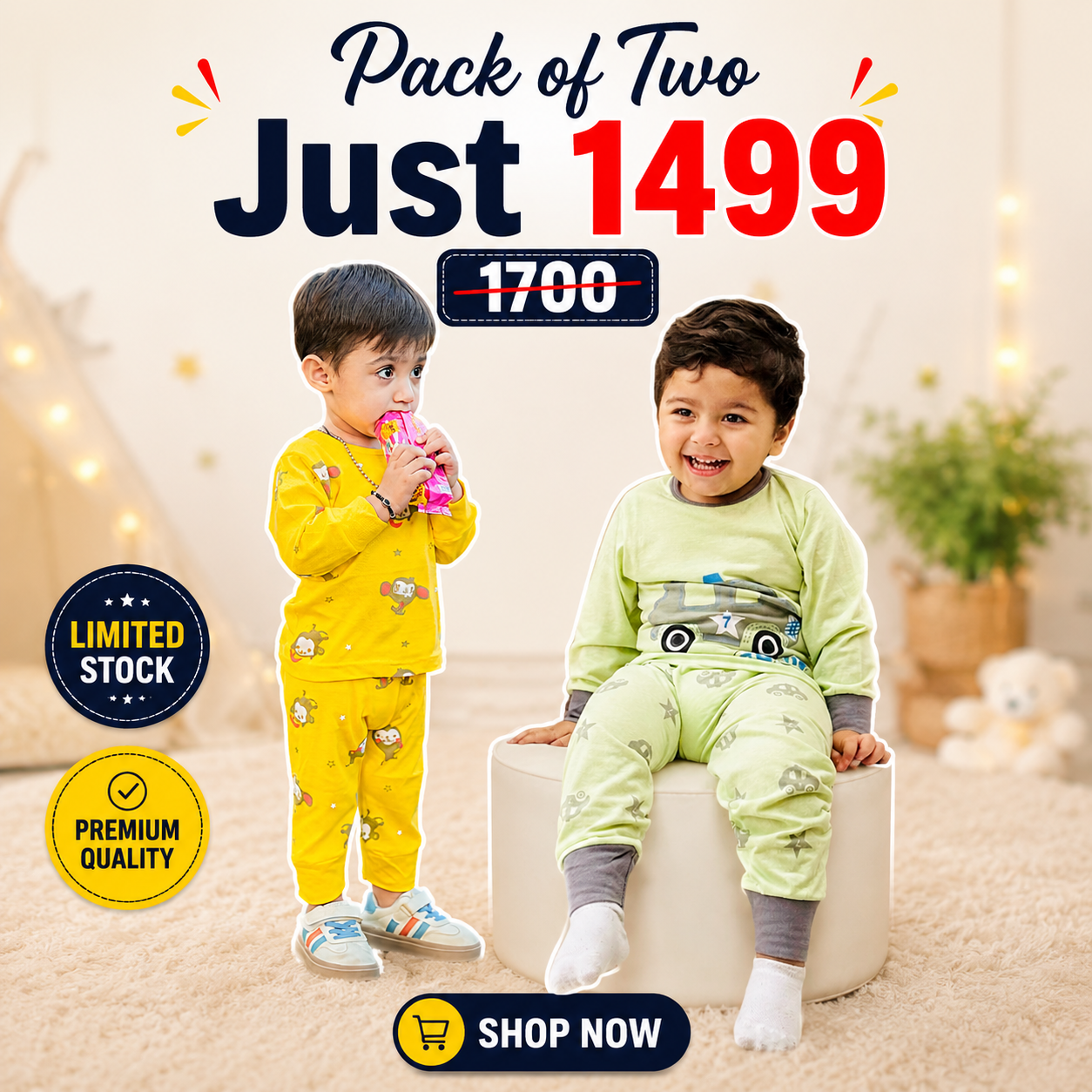 Yellow Monkey & Green Car Pack Of Two