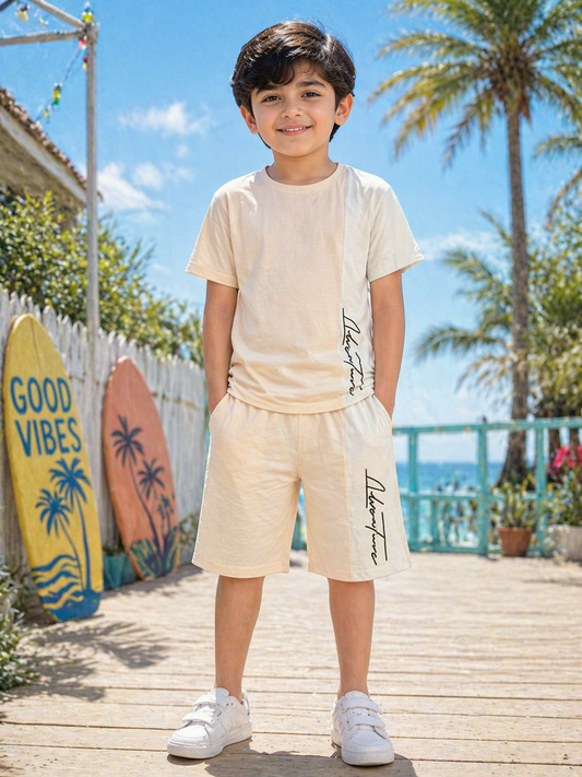 Brown Signature Printed Kids Short Set (Each)