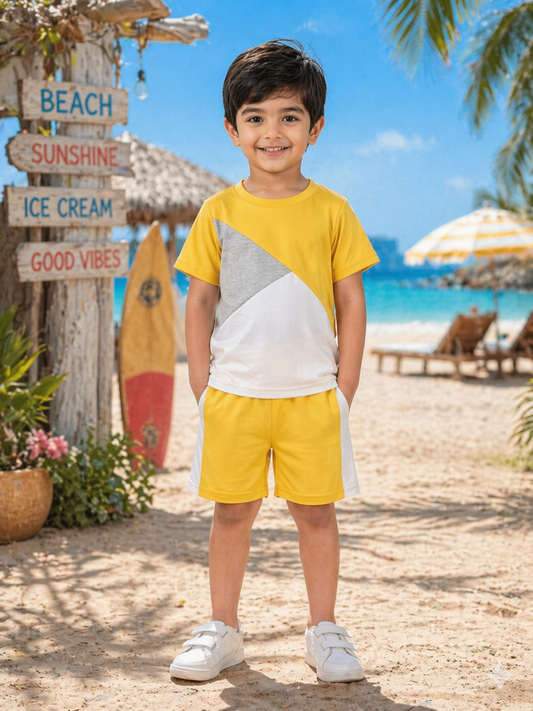 Yellow Panel Kids Short Set (Each)
