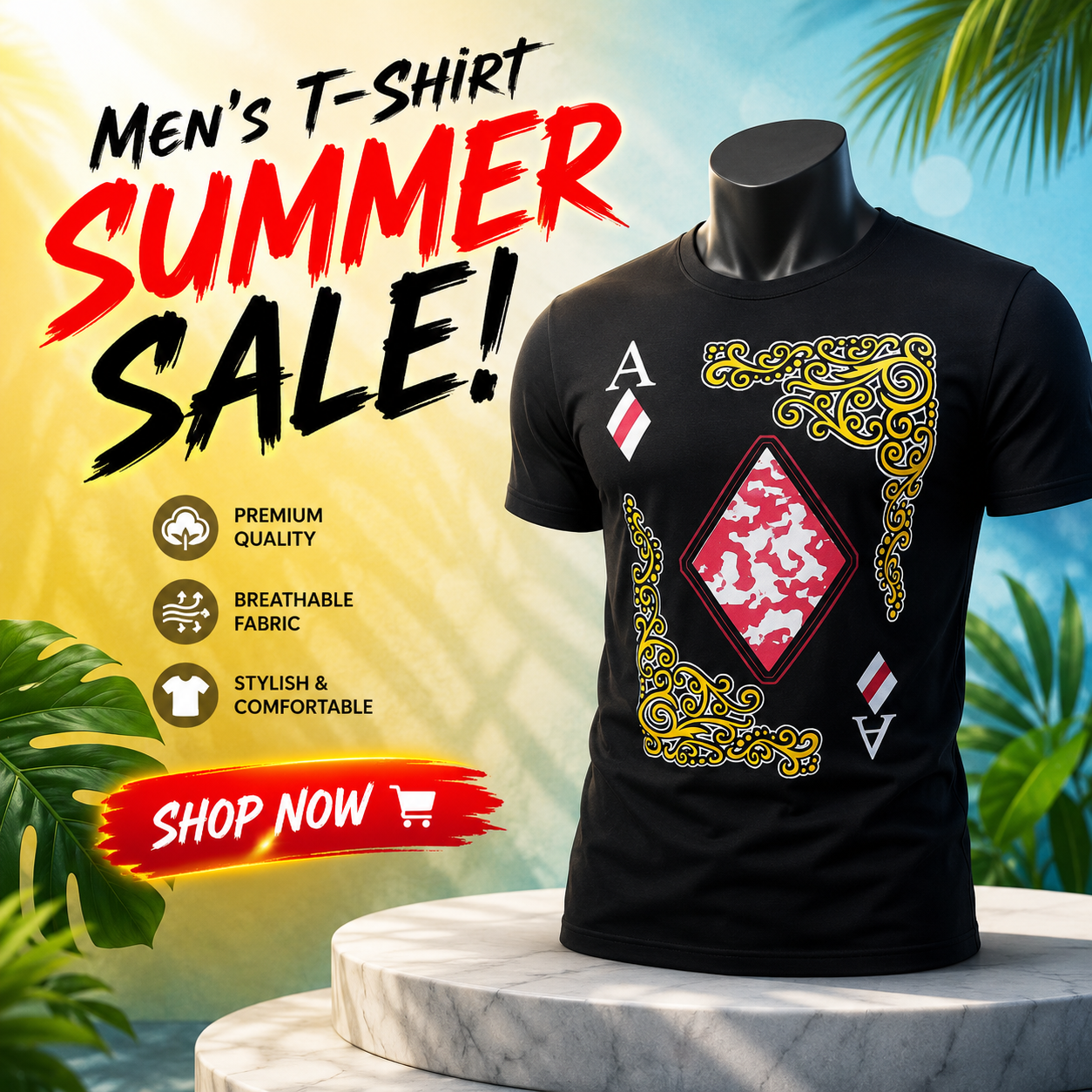 Black Premium Printed Men's T-Shirt