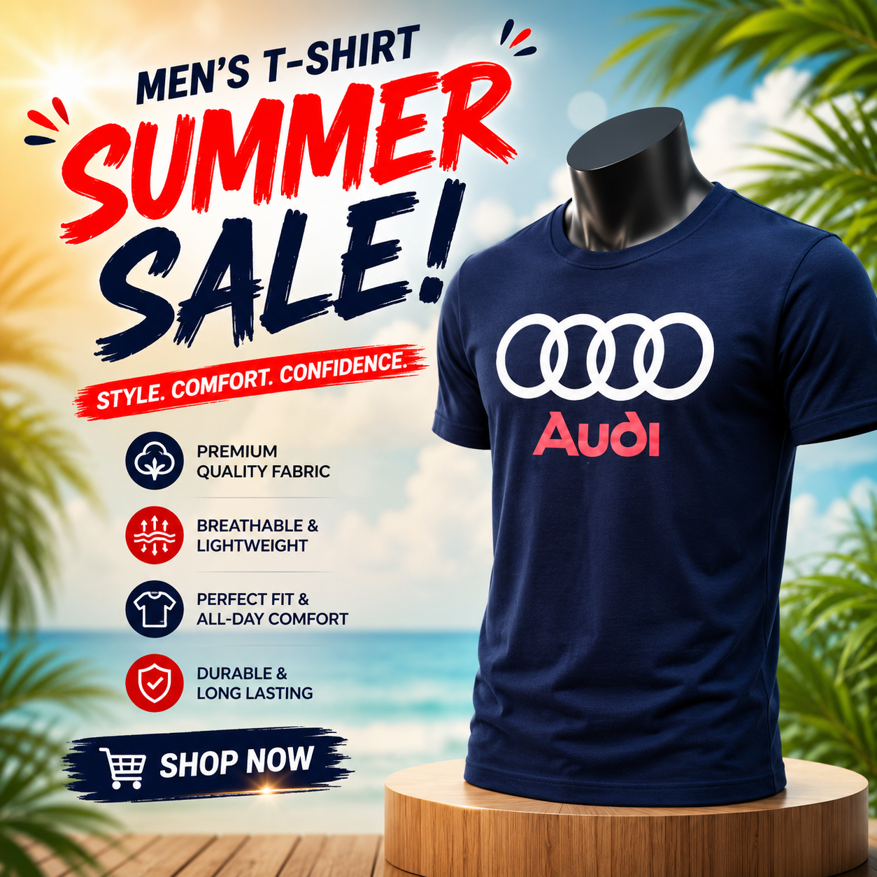 Blue Audi Logo Men's T-Shirt