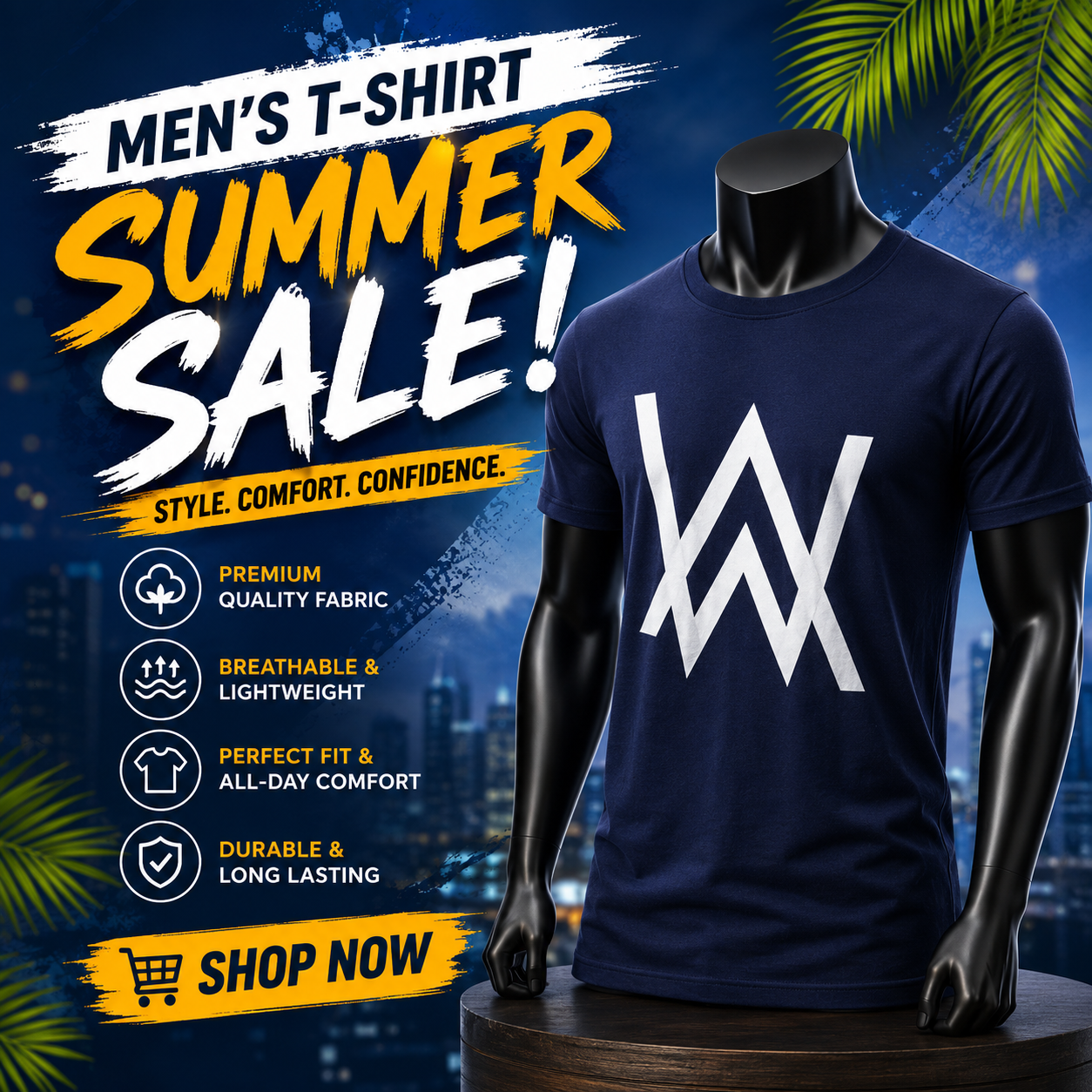 Blue WW Print Men's T-Shirt