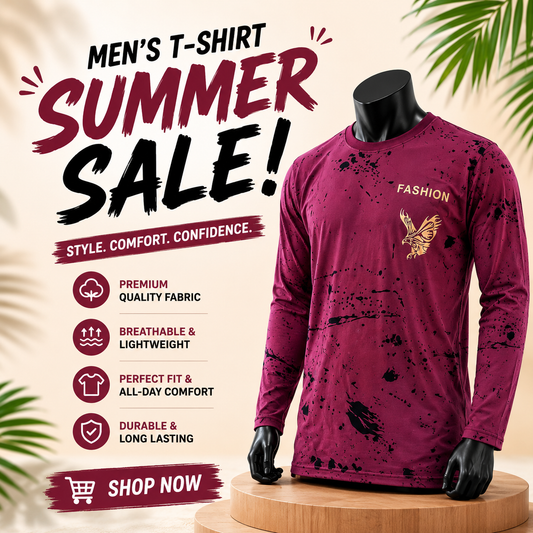 Maroon Eagle Full Sleeve Men's T-Shirt