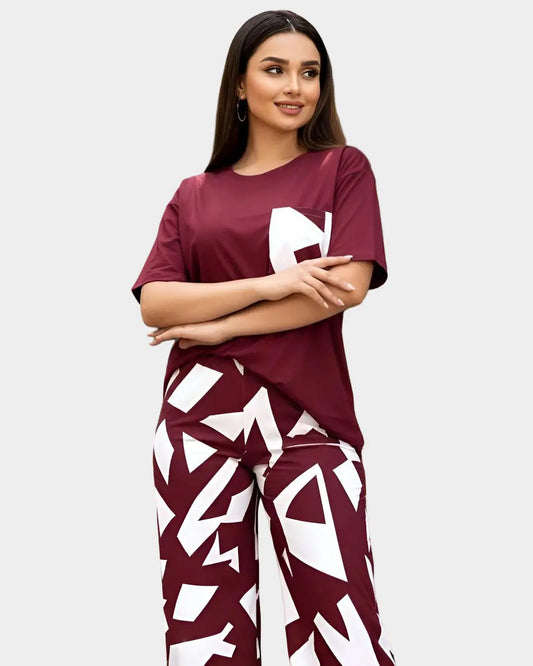 Dries Van Noten, White & Maroon Nightwear Set