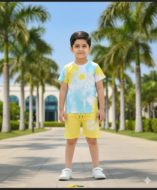 Kids Summer Print T-Shirt & Shorts Set