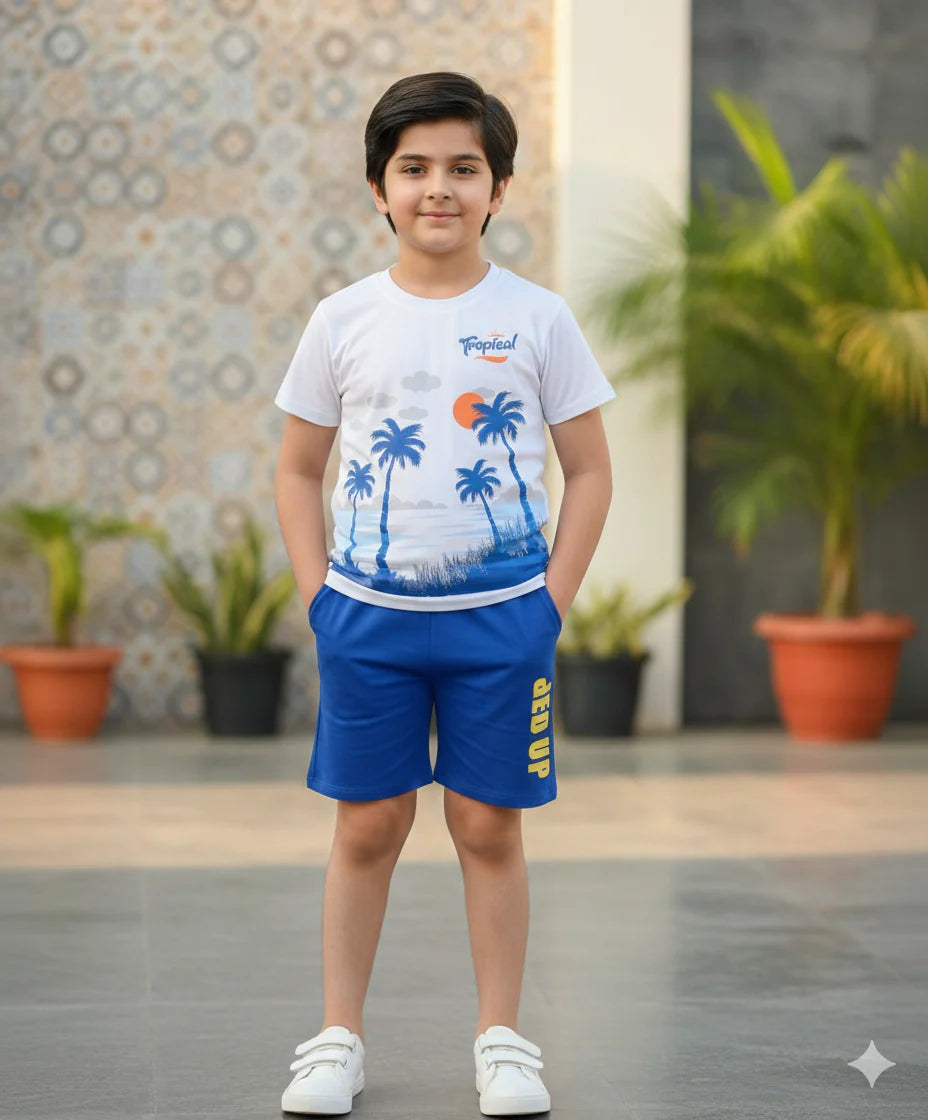 Kids Summer Print T-Shirt & Shorts Set