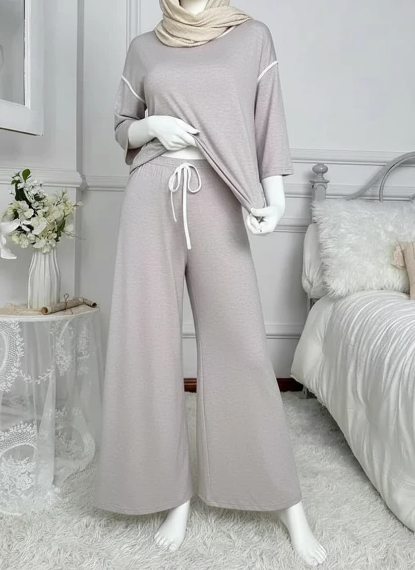 Grey Palazzo Style Night Suit