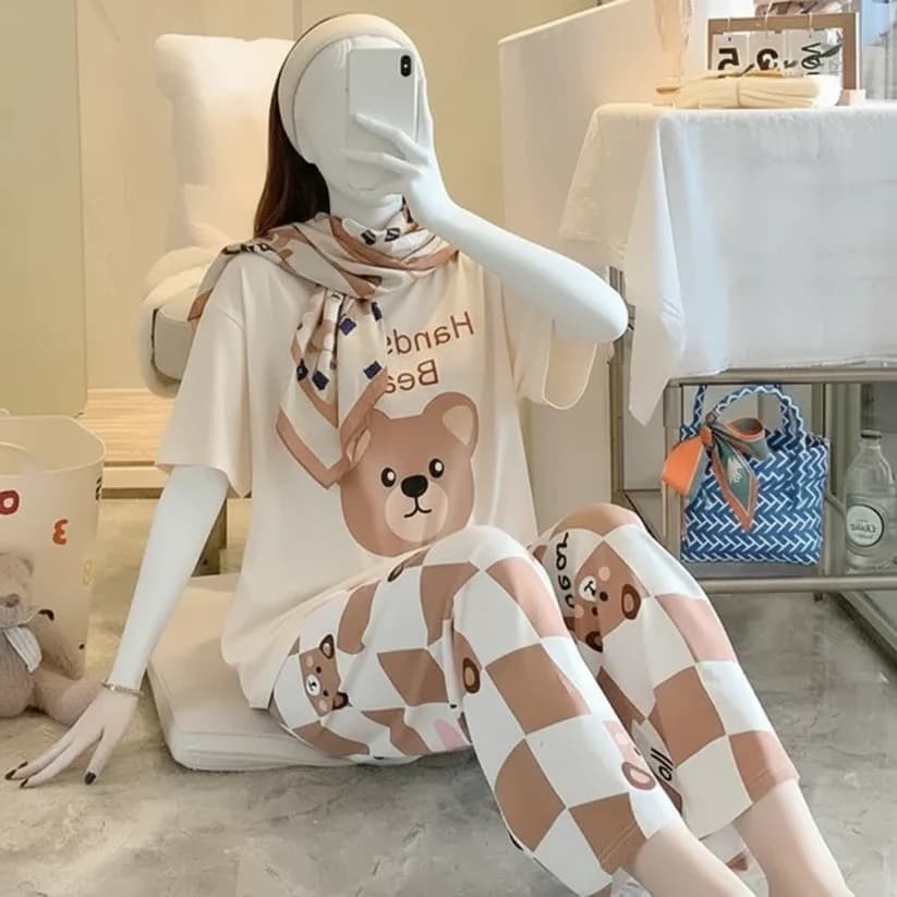 Handsome Bear Printed Night Suit