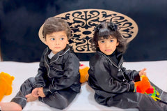 Black Silk Pajamas   Set