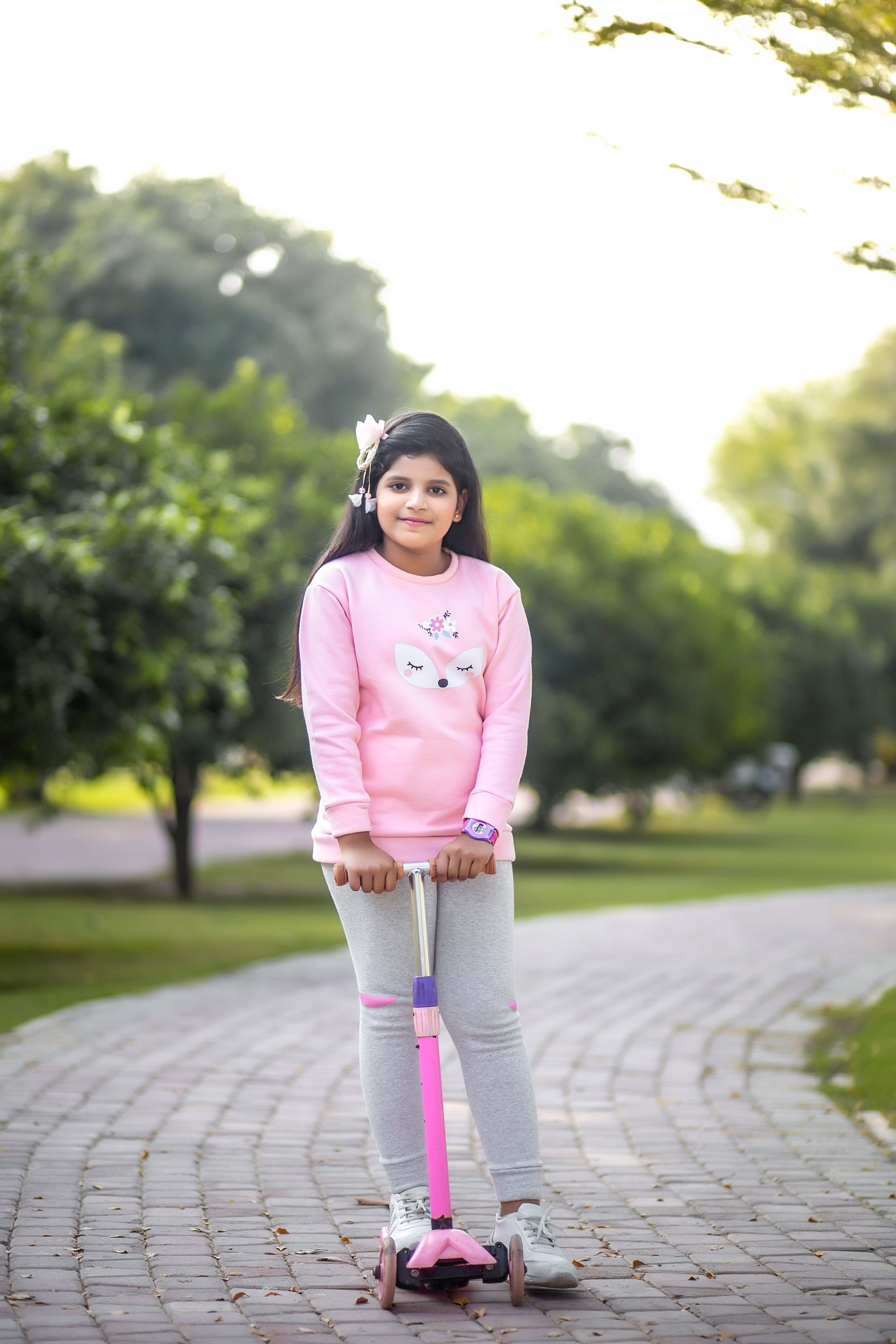 Fleece Fabric Pink Fox Printed Kids Winter Suit ( Each )
