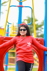 Fleece Fabric Red Adidas Printed Kids Winter Suit ( Each )