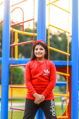 Fleece Fabric Red Adidas Printed Kids Winter Suit ( Each )